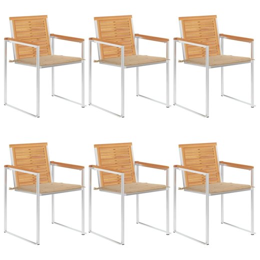 Gartensthle 6 Stk. mit Kissen Massivholz Teak
