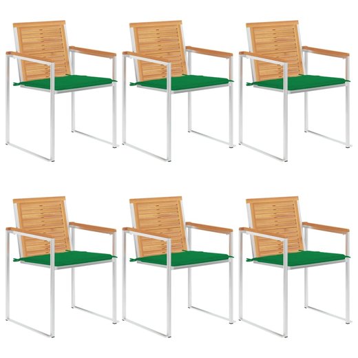 Gartensthle 6 Stk. mit Kissen Massivholz Teak