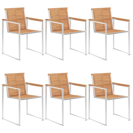 Gartensthle 6 Stk. mit Kissen Massivholz Teak