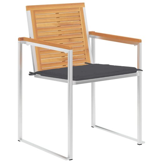8 Stk. Gartensthle mit Kissen Massivholz Teak