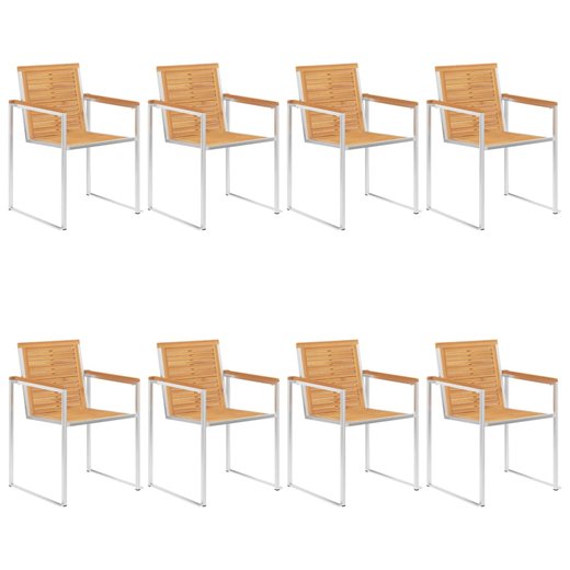 8 Stk. Gartensthle mit Kissen Massivholz Teak