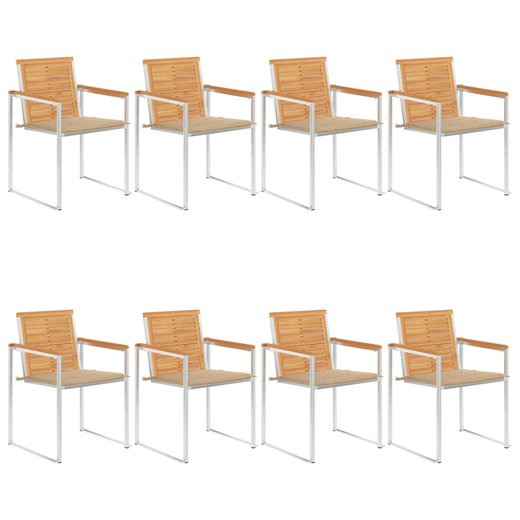 Gartensthle 8 Stk. mit Kissen Massivholz Teak