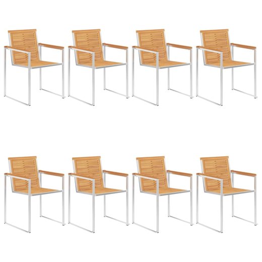 Gartensthle 8 Stk. mit Kissen Massivholz Teak