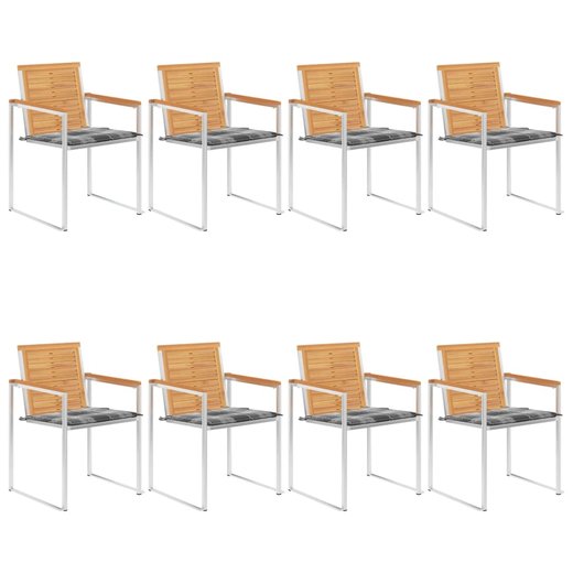 Gartensthle 8 Stk. mit Kissen Massivholz Teak