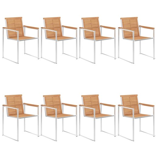 Gartensthle 8 Stk. mit Kissen Massivholz Teak