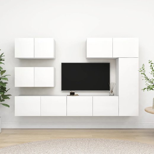 6-tlg. TV-Schrank-Set Wei Spanplatte
