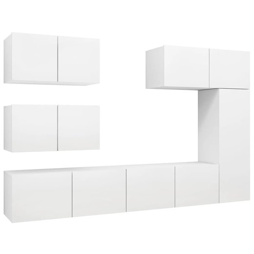 6-tlg. TV-Schrank-Set Wei Spanplatte