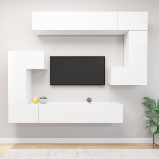 8-tlg. TV-Schrank-Set Wei Spanplatte