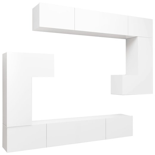 8-tlg. TV-Schrank-Set Wei Spanplatte