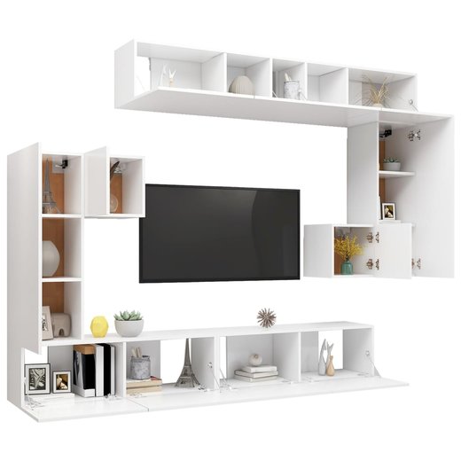 8-tlg. TV-Schrank-Set Wei Spanplatte