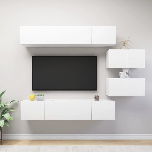 6-tlg. TV-Schrank-Set Wei Spanplatte