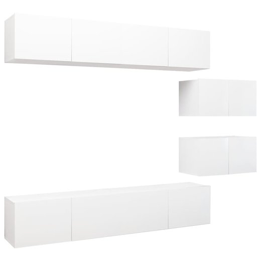 6-tlg. TV-Schrank-Set Wei Spanplatte