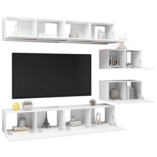 6-tlg. TV-Schrank-Set Wei Spanplatte