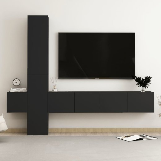 5-tlg. TV-Schrank-Set Schwarz Spanplatte