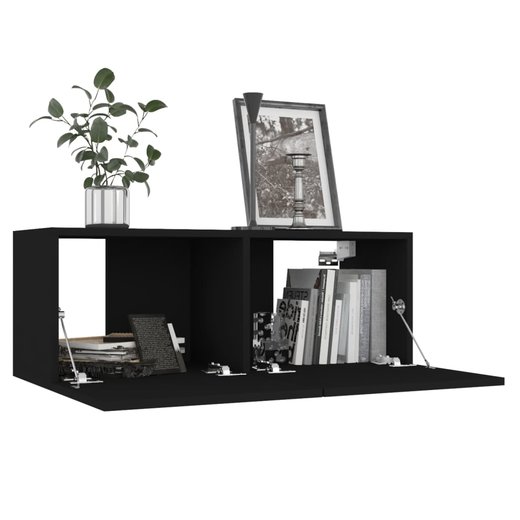 6-tlg. TV-Schrank-Set Schwarz Spanplatte