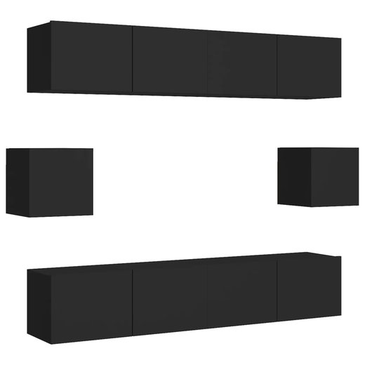 6-tlg. TV-Schrank-Set Schwarz Spanplatte