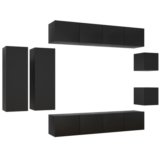8-tlg. TV-Schrank-Set Schwarz Spanplatte