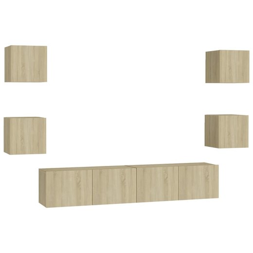 6-tlg. TV-Schrank-Set Sonoma-Eiche Spanplatte