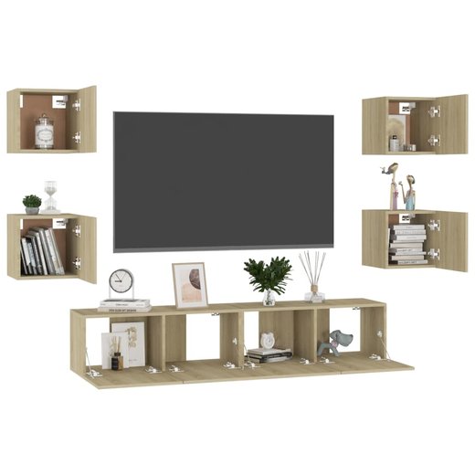 6-tlg. TV-Schrank-Set Sonoma-Eiche Spanplatte
