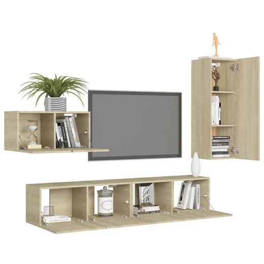 4-tlg. TV-Schrank-Set Sonoma-Eiche Spanplatte