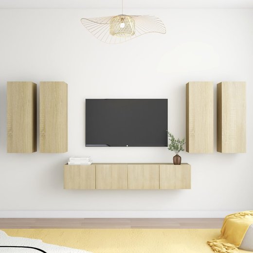 6-tlg. TV-Schrank-Set Sonoma-Eiche Spanplatte