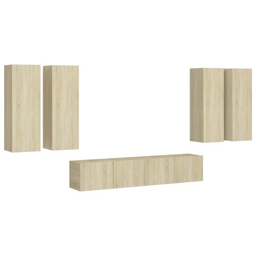 6-tlg. TV-Schrank-Set Sonoma-Eiche Spanplatte
