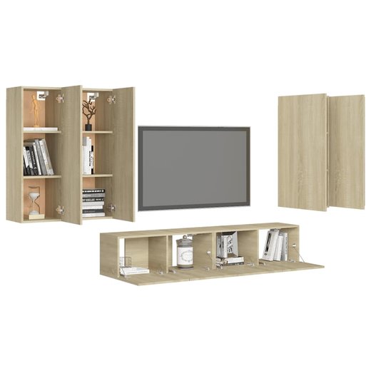 6-tlg. TV-Schrank-Set Sonoma-Eiche Spanplatte