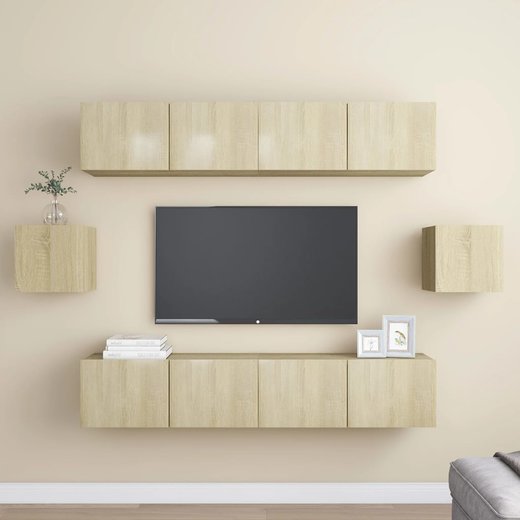 6-tlg. TV-Schrank-Set Sonoma-Eiche Spanplatte