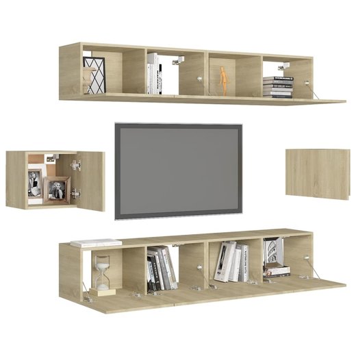 6-tlg. TV-Schrank-Set Sonoma-Eiche Spanplatte