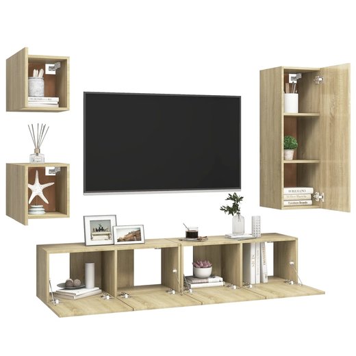 5-tlg. TV-Schrank-Set Sonoma-Eiche Spanplatte