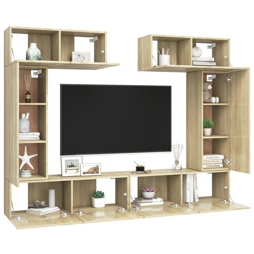 6-tlg. TV-Schrank-Set Sonoma-Eiche Spanplatte