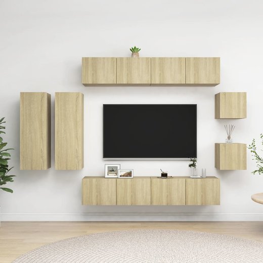 8-tlg. TV-Schrank-Set Sonoma-Eiche Spanplatte