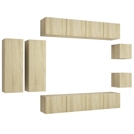 8-tlg. TV-Schrank-Set Sonoma-Eiche Spanplatte