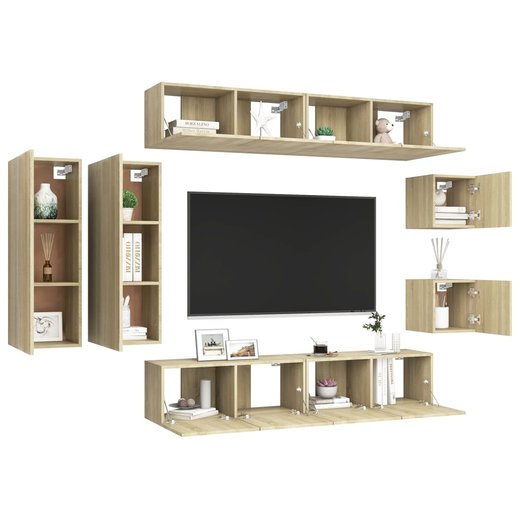 8-tlg. TV-Schrank-Set Sonoma-Eiche Spanplatte