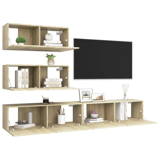 4-tlg. TV-Schrank-Set Sonoma-Eiche Spanplatte