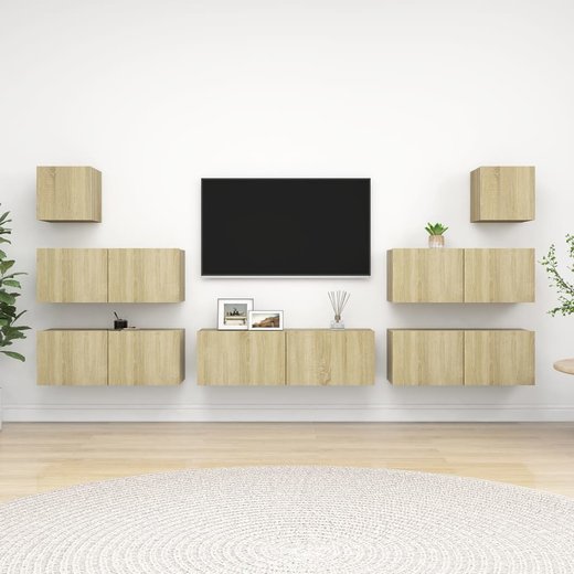 7-tlg. TV-Schrank-Set Sonoma-Eiche Spanplatte