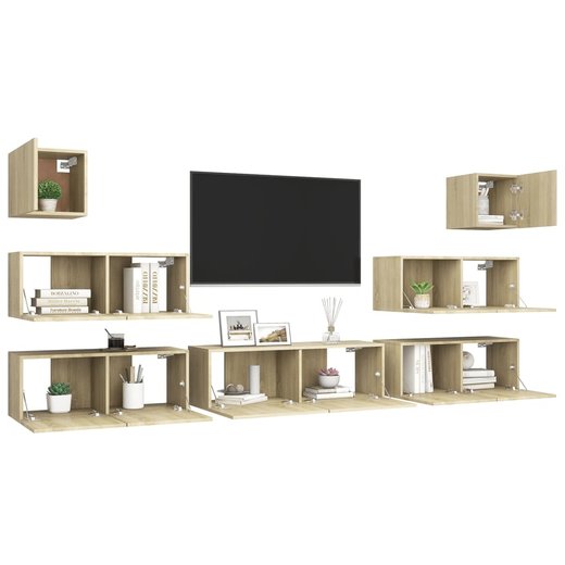 7-tlg. TV-Schrank-Set Sonoma-Eiche Spanplatte
