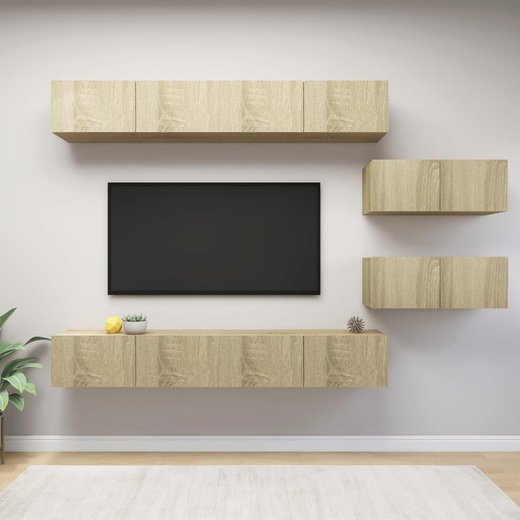 6-tlg. TV-Schrank-Set Sonoma-Eiche Spanplatte