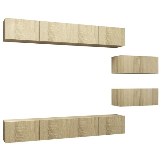 6-tlg. TV-Schrank-Set Sonoma-Eiche Spanplatte