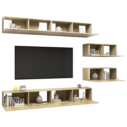 6-tlg. TV-Schrank-Set Sonoma-Eiche Spanplatte