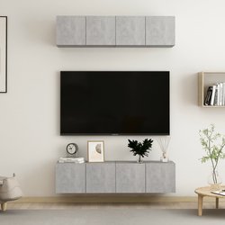 TV-Schr�nke 4 Stk. Betongrau 60x30x30 cm Spanplatte