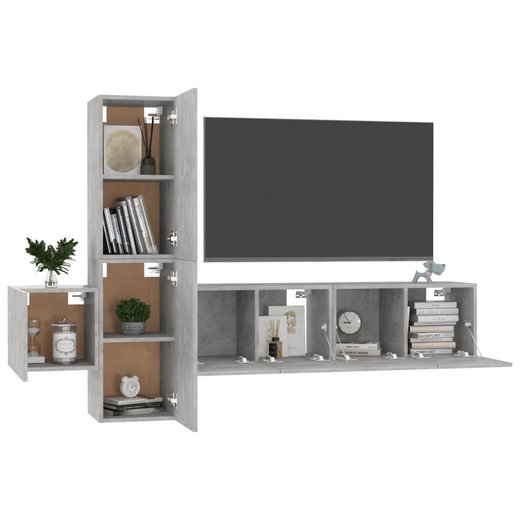 5-tlg. TV-Schrank-Set Betongrau Spanplatte