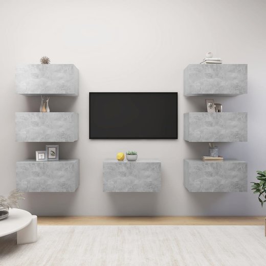 TV-Schrnke 7 Stk. Betongrau 30,5x30x60 cm Spanplatte