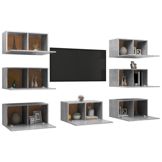 TV-Schrnke 7 Stk. Betongrau 30,5x30x60 cm Spanplatte