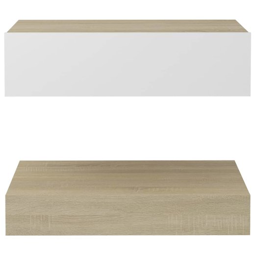 Nachttisch Wei und Sonoma-Eiche 60x35 cm Spanplatte