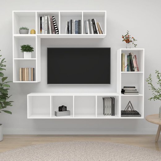 4-tlg. TV-Schrank-Set Wei Spanplatte