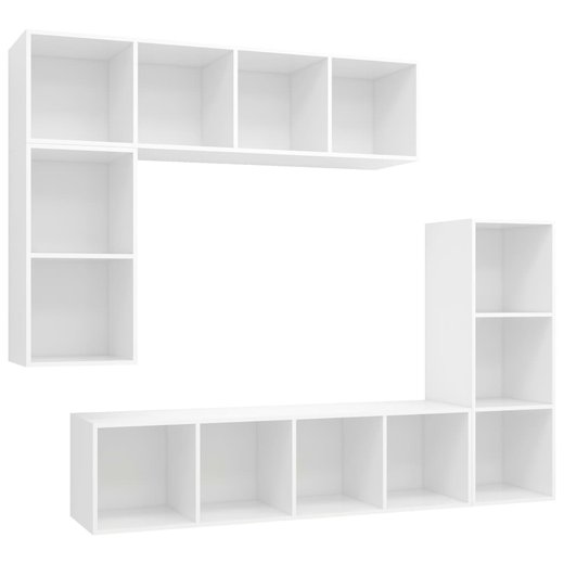 4-tlg. TV-Schrank-Set Wei Spanplatte