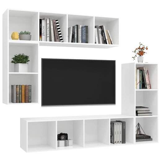 4-tlg. TV-Schrank-Set Wei Spanplatte