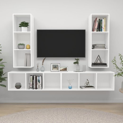TV-Wandschrnke 4 Stk. Wei Spanplatte