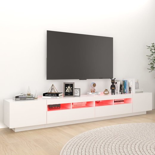 TV-Schrank mit LED-Leuchten Wei 260x35x40 cm